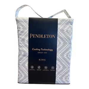 Pendleton Tucson Peak Cooling Sheet Set King Light Gray‎ Geometric 4pc New